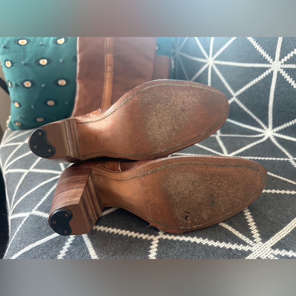 Vintage Frye Brown Leather Tall Heeled Boots size 7 - Picture 3 of 7